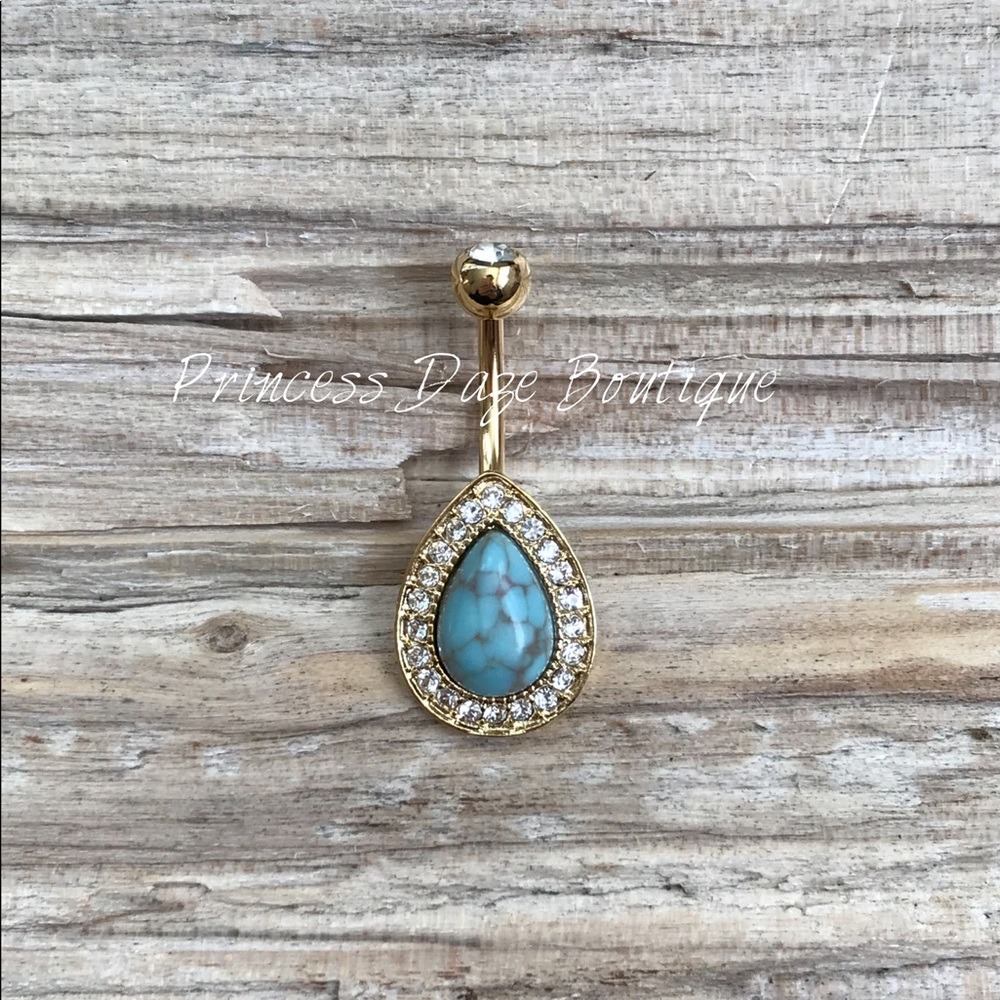 Gold Teardrop Belly Button Ring